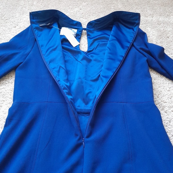 White House Black Market keyhole neckline fit and flare dress navy blue size 14 - Picture 7 of 12